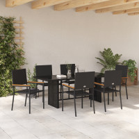 Produktbild för Trädgårdsmöbelset 7 pcs Svart konstrotting