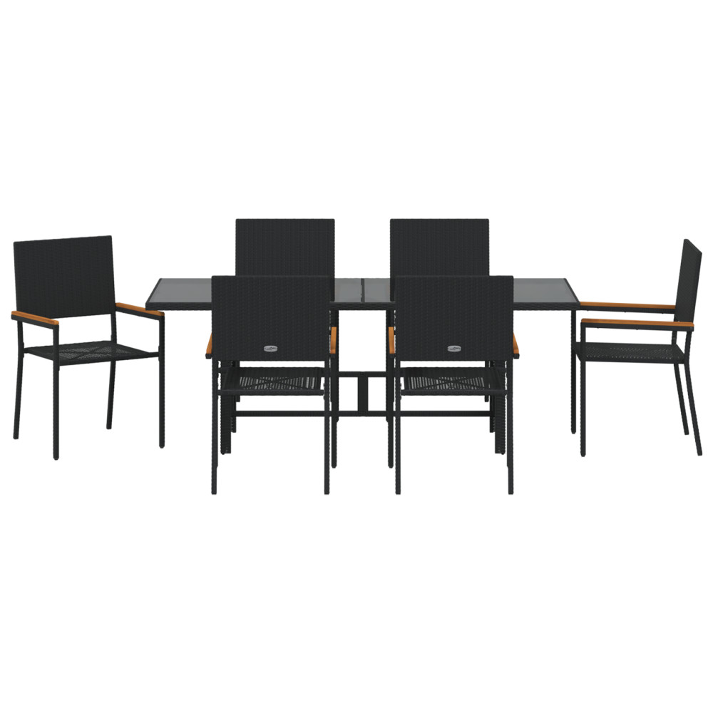 Produktbild för Trädgårdsmöbelset 7 pcs Svart konstrotting