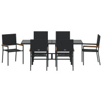 Produktbild för Trädgårdsmöbelset 7 pcs Svart konstrotting