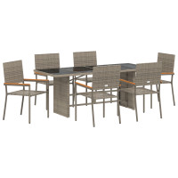 Produktbild för Trädgårdsmöbelset 7 pcs Grå konstrotting