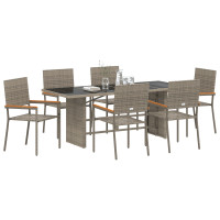 Produktbild för Trädgårdsmöbelset 7 pcs Grå konstrotting