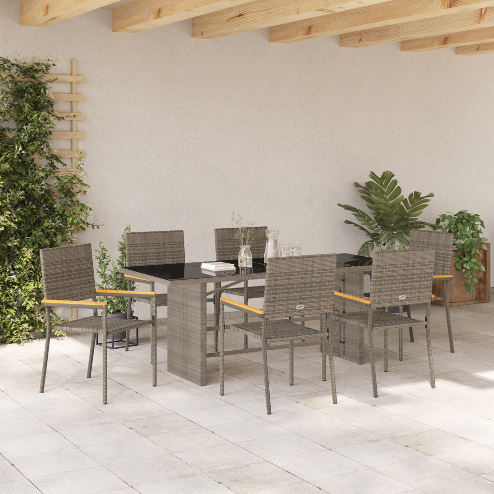 Produktbild för Trädgårdsmöbelset 7 pcs Grå konstrotting