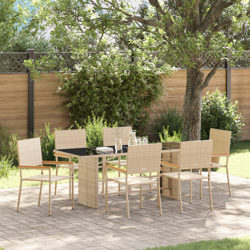 vidaXL Trädgårdsmöbelset 7 pcs Beige konstrotting
