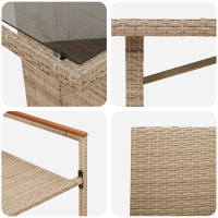 Produktbild för Trädgårdsmöbelset 7 pcs Beige konstrotting