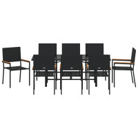 Produktbild för Trädgårdsmöbelset 9 pcs Svart konstrotting