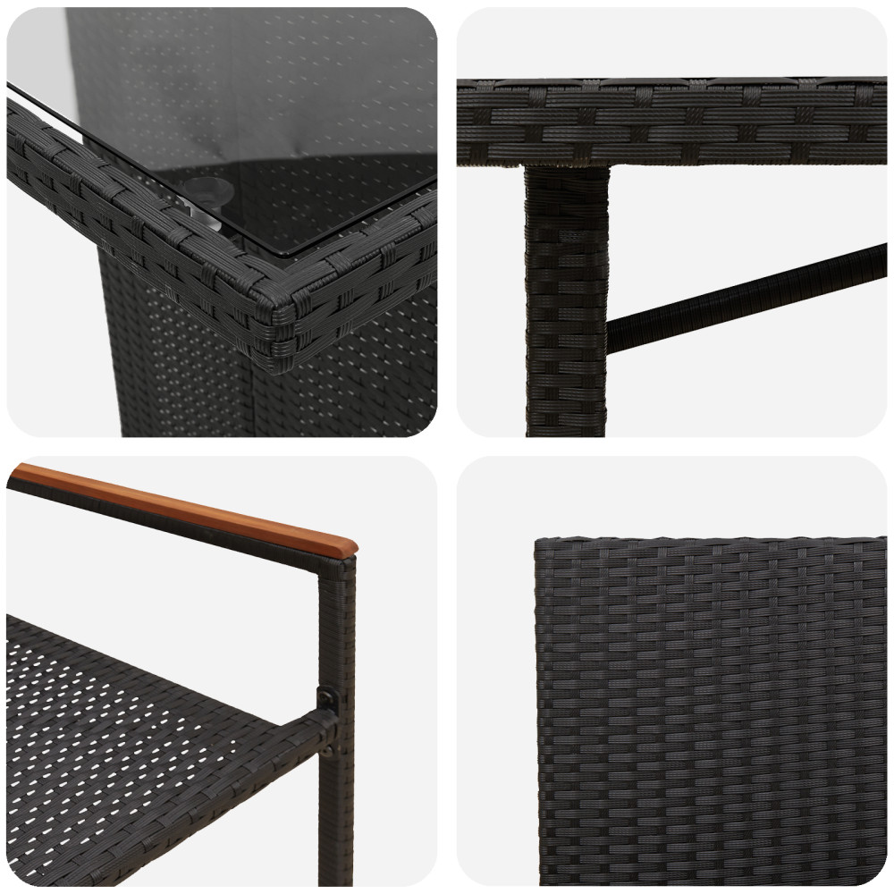Produktbild för Trädgårdsmöbelset 9 pcs Svart konstrotting