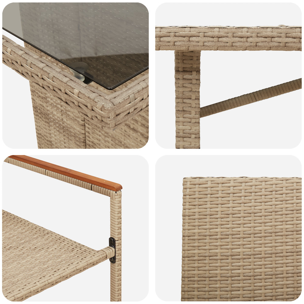 Produktbild för Trädgårdsmöbelset 9 pcs Beige konstrotting