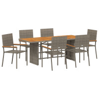 Produktbild för Trädgårdsmöbelset 7 pcs Grå konstrotting