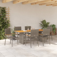 Produktbild för Trädgårdsmöbelset 7 pcs Grå konstrotting