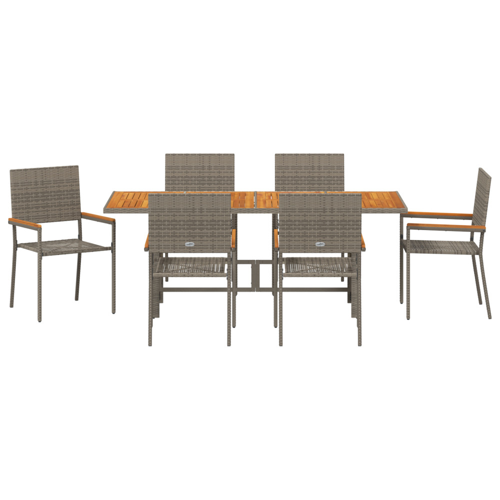 Produktbild för Trädgårdsmöbelset 7 pcs Grå konstrotting