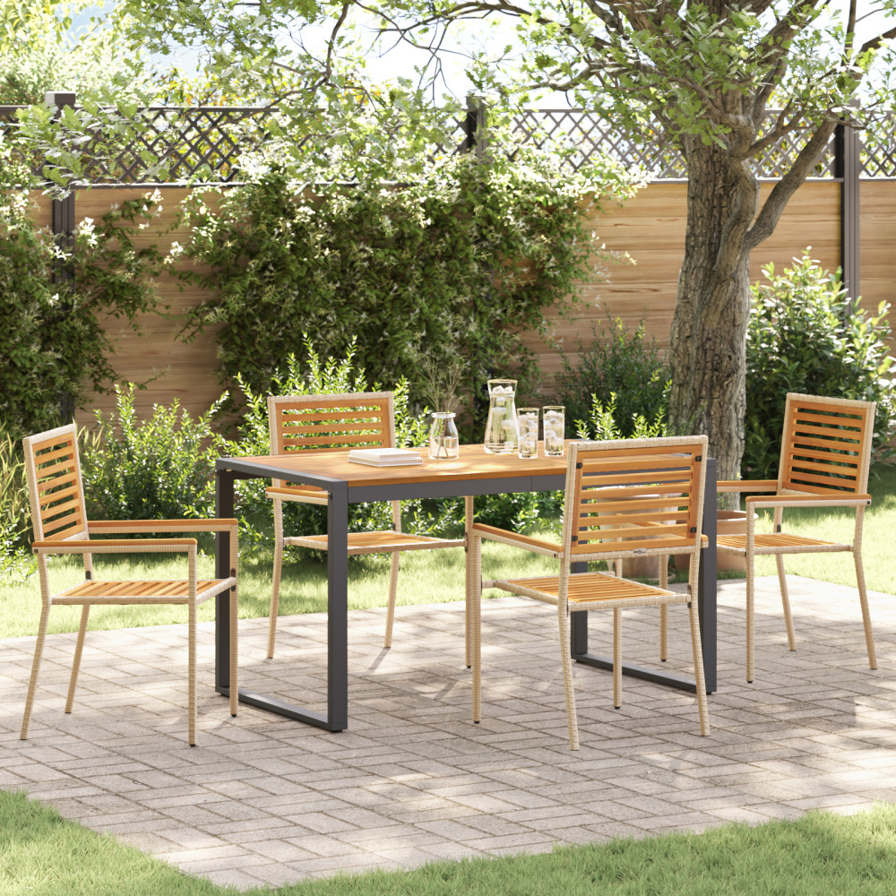 Produktbild för Trädgårdsmöbelset 5 pcs Beige och brun konstrotting