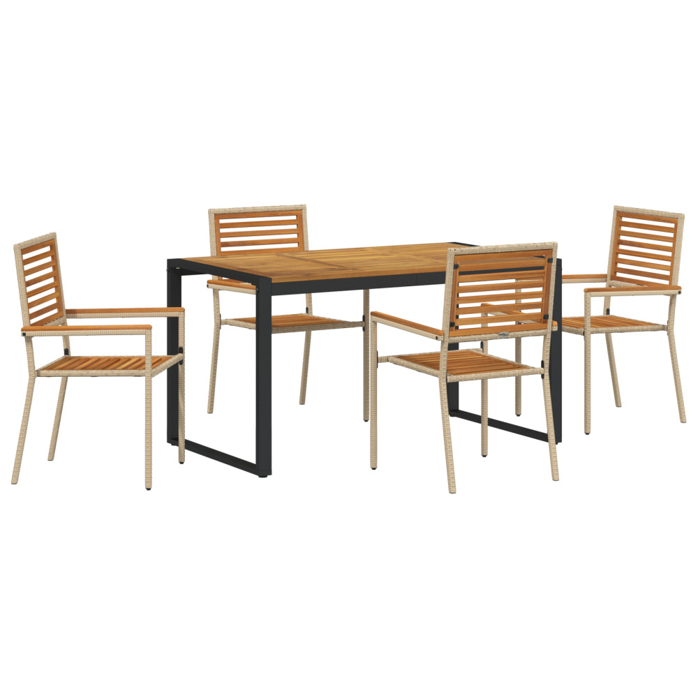 Produktbild för Trädgårdsmöbelset 5 pcs Beige och brun konstrotting