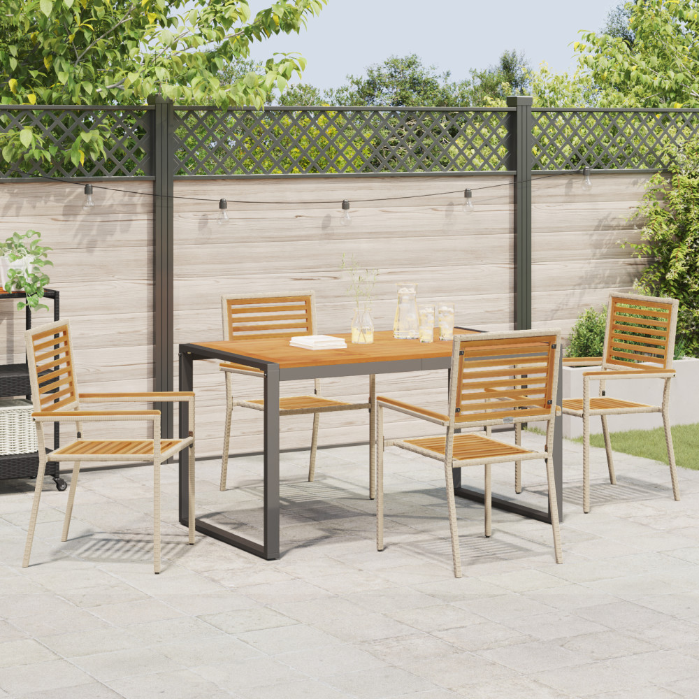 Produktbild för Trädgårdsmöbelset 5 pcs Beige och brun konstrotting