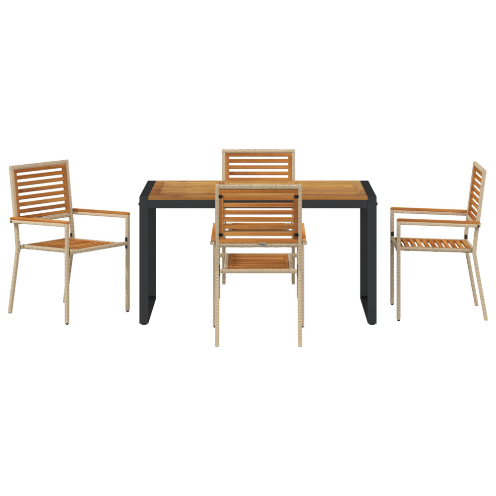 Produktbild för Trädgårdsmöbelset 5 pcs Beige och brun konstrotting