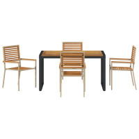Produktbild för Trädgårdsmöbelset 5 pcs Beige och brun konstrotting