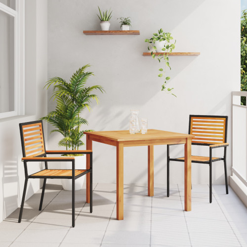 vidaXL Trädgårdsmöbelset 3 pcs Svart Massivt Akaciaträ