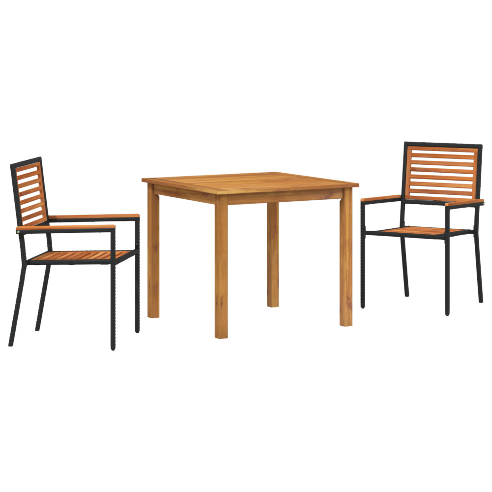 Produktbild för Trädgårdsmöbelset 3 pcs Svart Massivt Akaciaträ