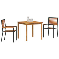 Produktbild för Trädgårdsmöbelset 3 pcs Svart Massivt Akaciaträ