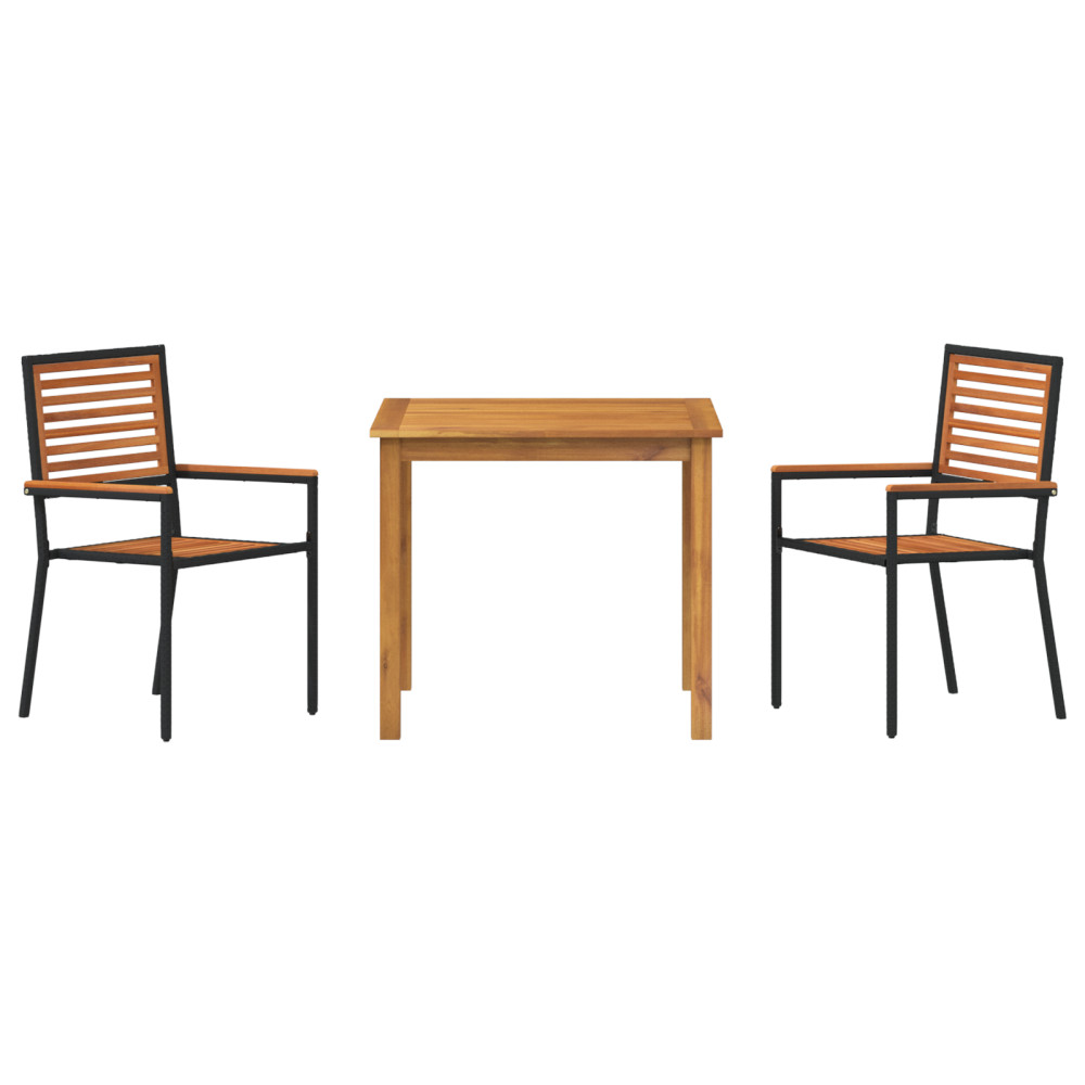 Produktbild för Trädgårdsmöbelset 3 pcs Svart Massivt Akaciaträ