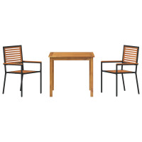 Produktbild för Trädgårdsmöbelset 3 pcs Svart Massivt Akaciaträ