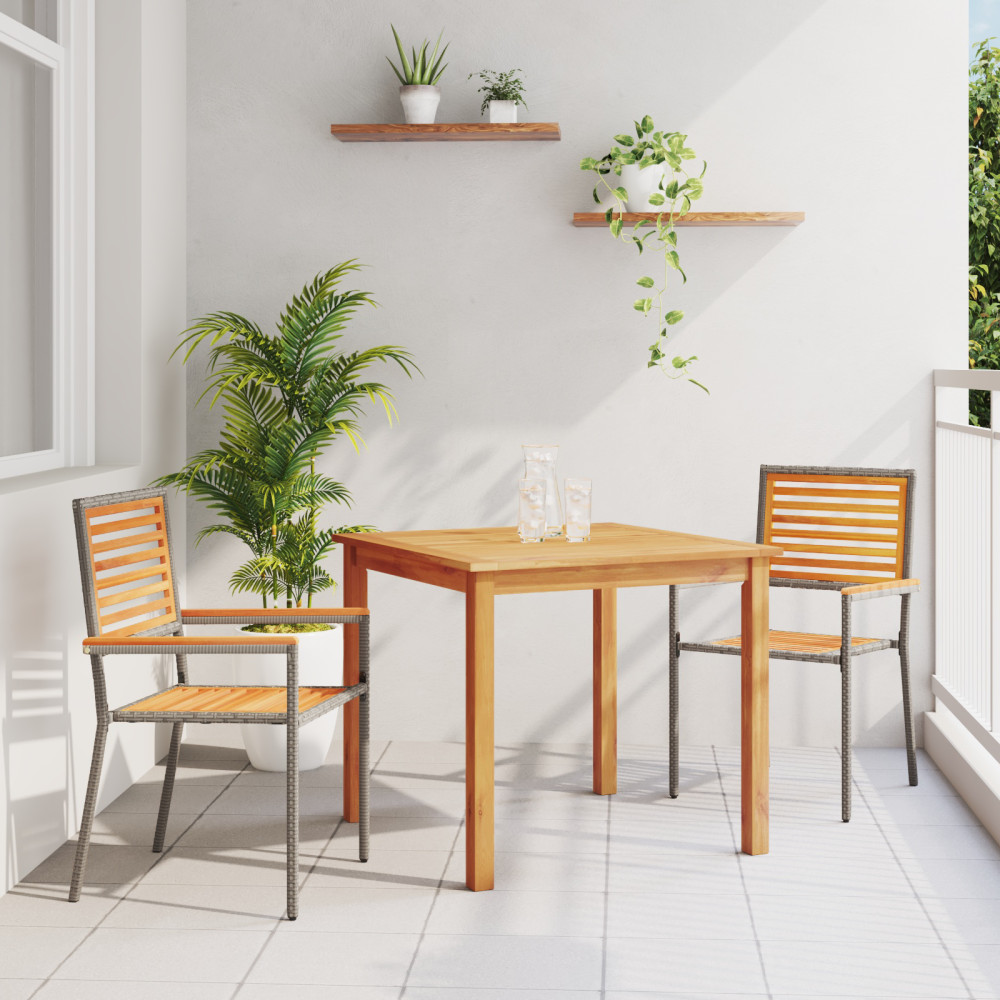 Produktbild för Trädgårdsmöbelset 3 pcs Grå Massivt Akaciaträ