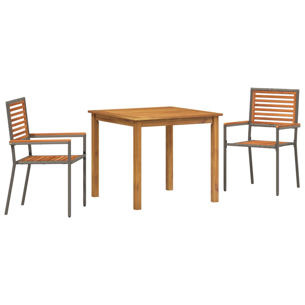 Produktbild för Trädgårdsmöbelset 3 pcs Grå Massivt Akaciaträ