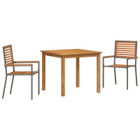 Produktbild för Trädgårdsmöbelset 3 pcs Grå Massivt Akaciaträ
