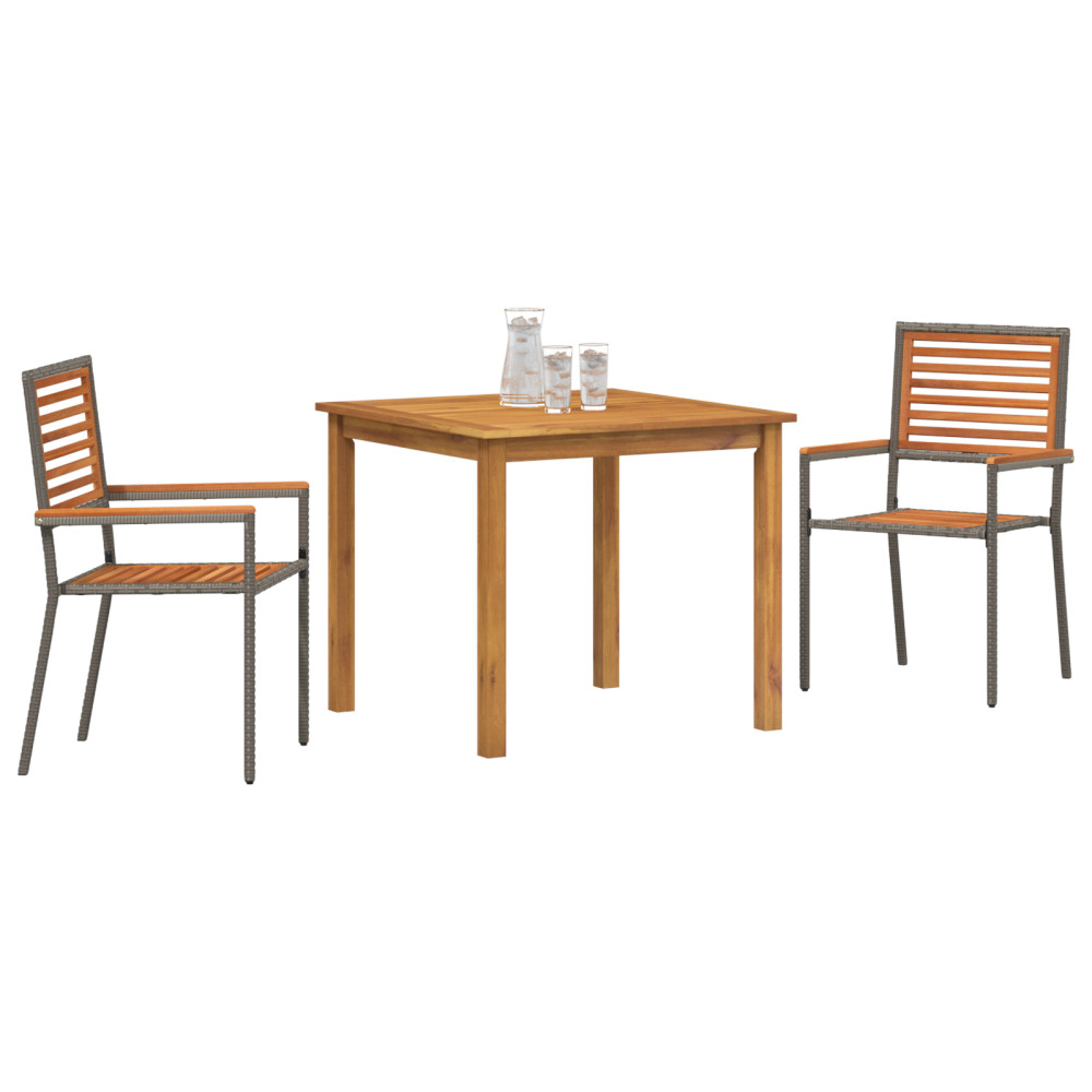Produktbild för Trädgårdsmöbelset 3 pcs Grå Massivt Akaciaträ