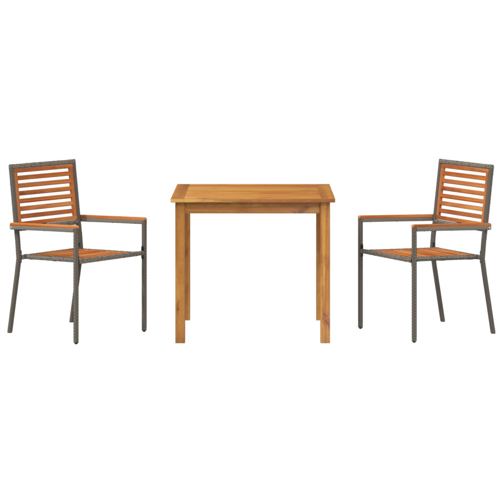 Produktbild för Trädgårdsmöbelset 3 pcs Grå Massivt Akaciaträ