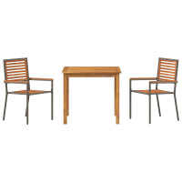 Produktbild för Trädgårdsmöbelset 3 pcs Grå Massivt Akaciaträ