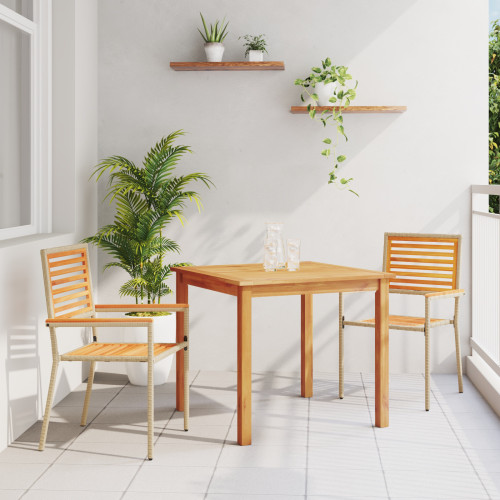vidaXL Trädgårdsmöbelset 3 pcs Beige Massivt Akaciaträ