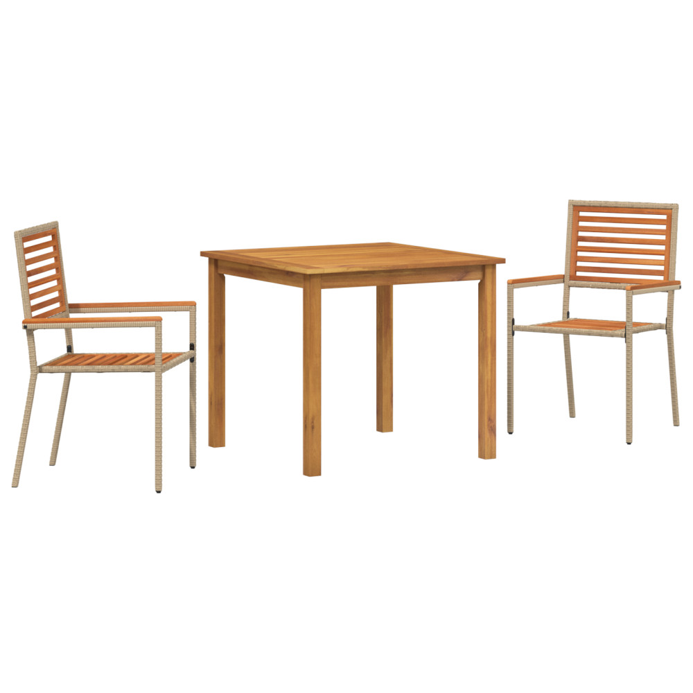 Produktbild för Trädgårdsmöbelset 3 pcs Beige Massivt Akaciaträ