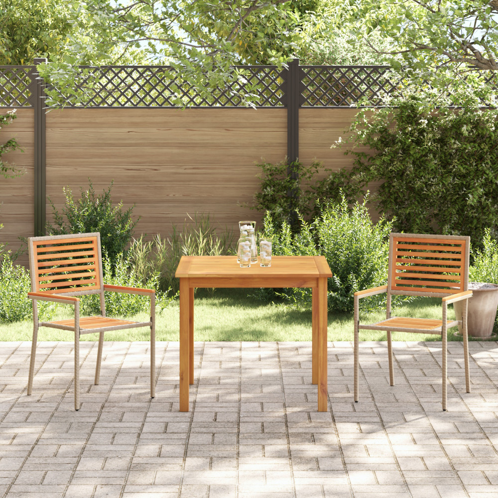 Produktbild för Trädgårdsmöbelset 3 pcs Beige Massivt Akaciaträ
