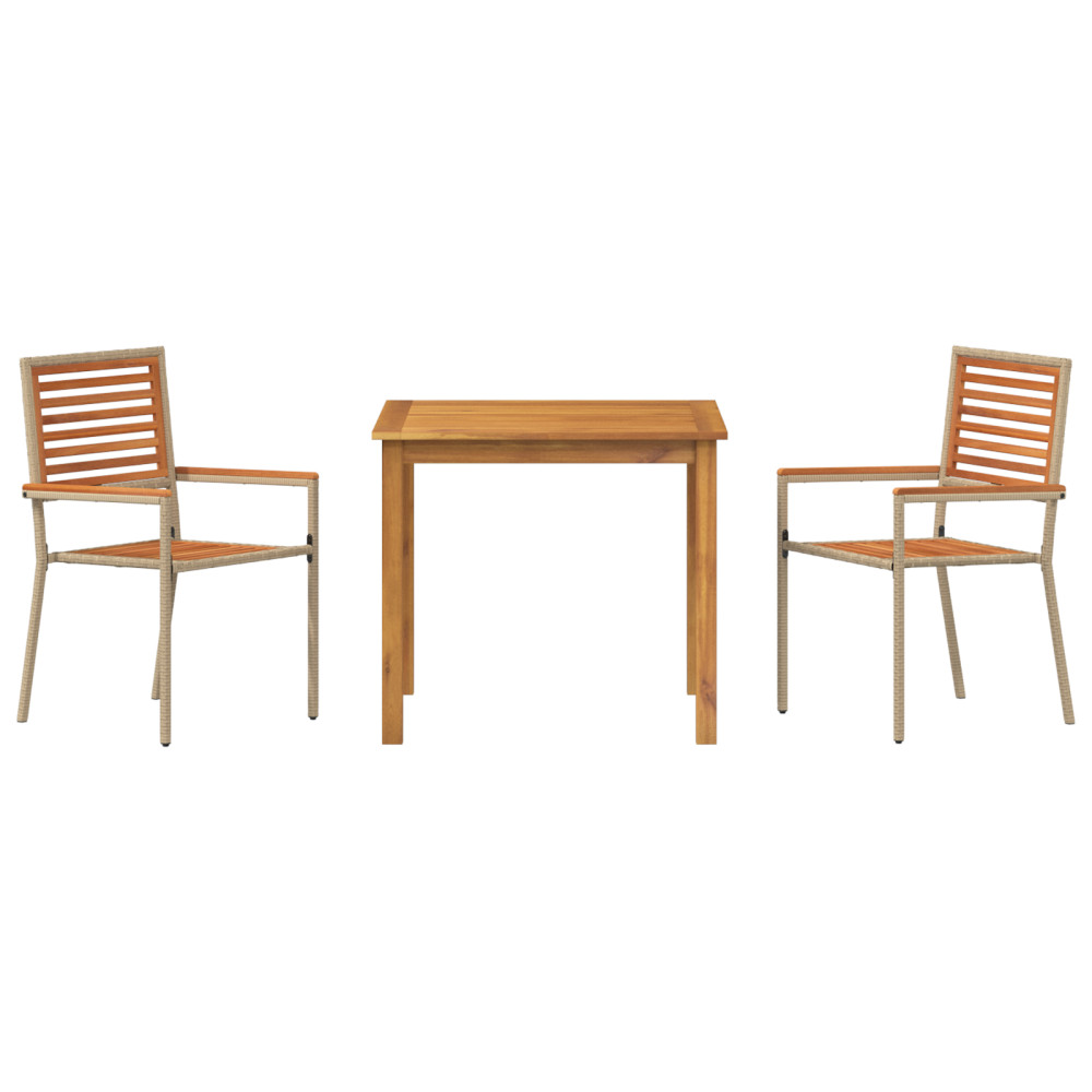 Produktbild för Trädgårdsmöbelset 3 pcs Beige Massivt Akaciaträ