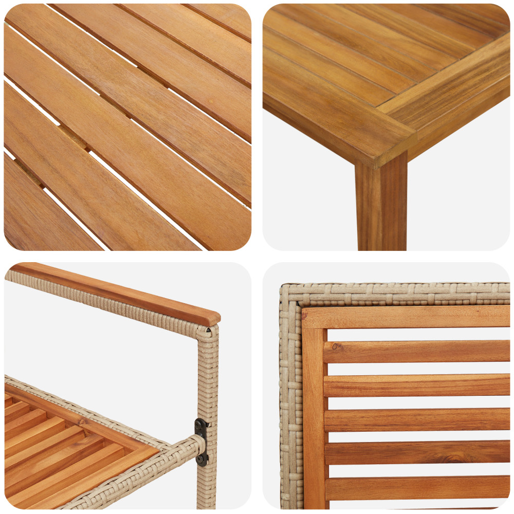 Produktbild för Trädgårdsmöbelset 3 pcs Beige Massivt Akaciaträ