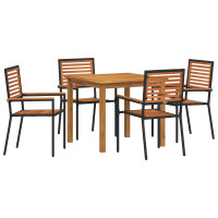 Produktbild för Trädgårdsmöbelset 5 pcs Svart Massivt Akaciaträ