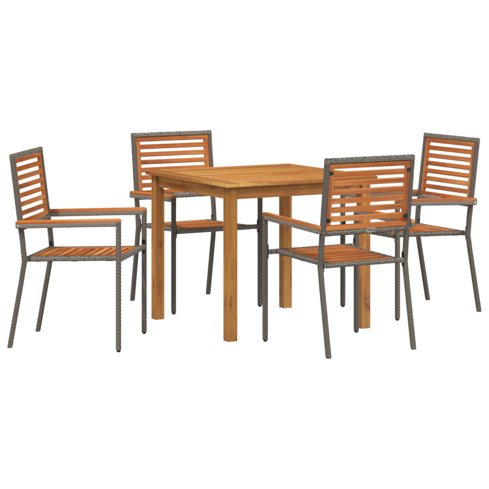 Produktbild för Trädgårdsmöbelset 5 pcs Grå Massivt Akaciaträ