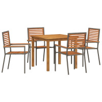 Produktbild för Trädgårdsmöbelset 5 pcs Grå Massivt Akaciaträ