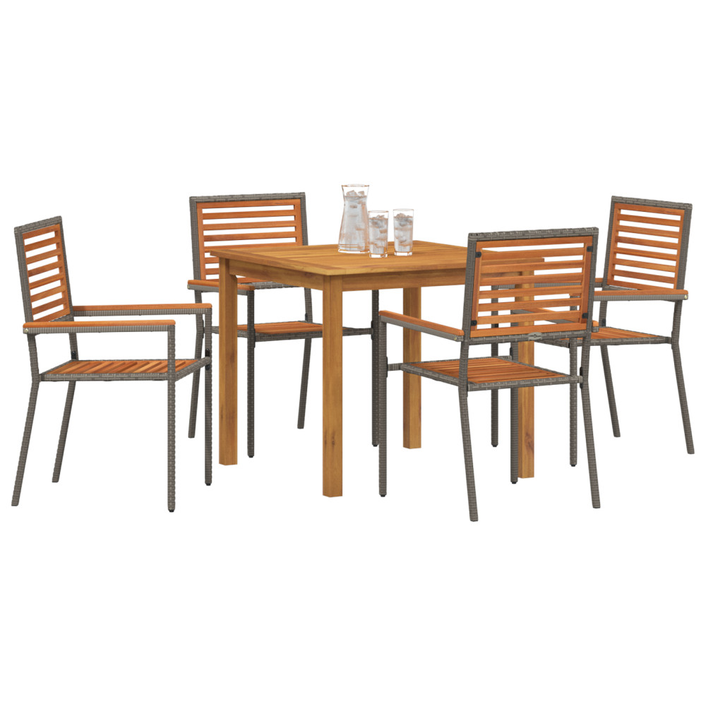 Produktbild för Trädgårdsmöbelset 5 pcs Grå Massivt Akaciaträ