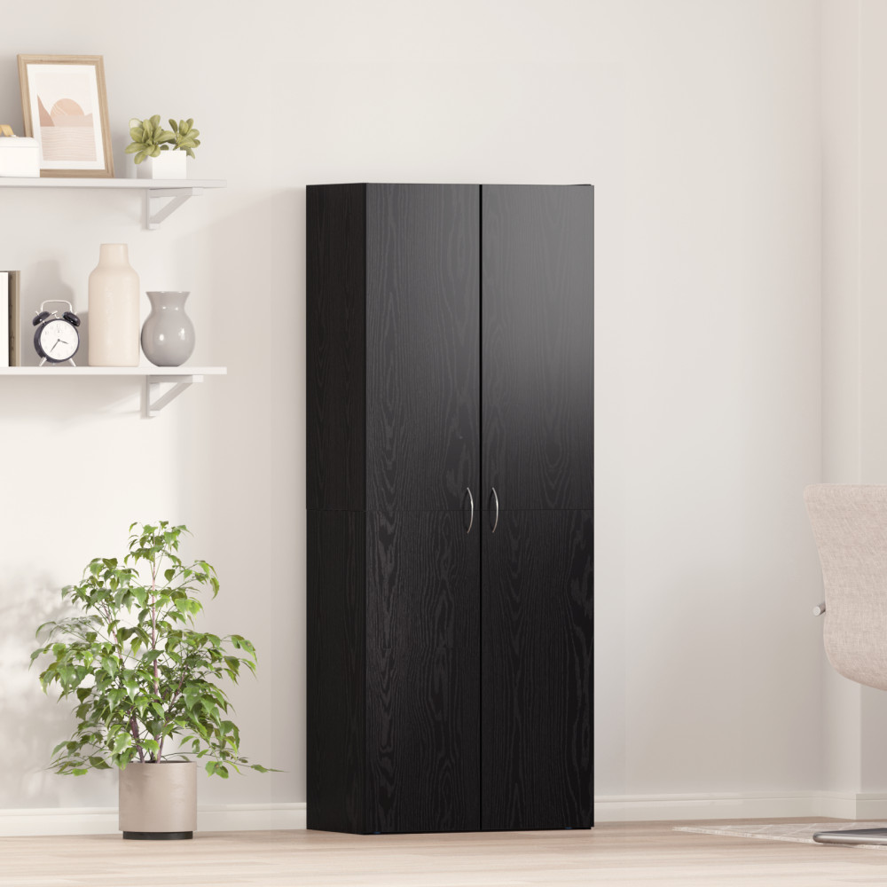 Produktbild för Kontorsskåp Svart Ek 60 x 32 x 152,5 cm Konstruerat trä