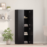 Produktbild för Kontorsskåp Svart Ek 60 x 32 x 152,5 cm Konstruerat trä