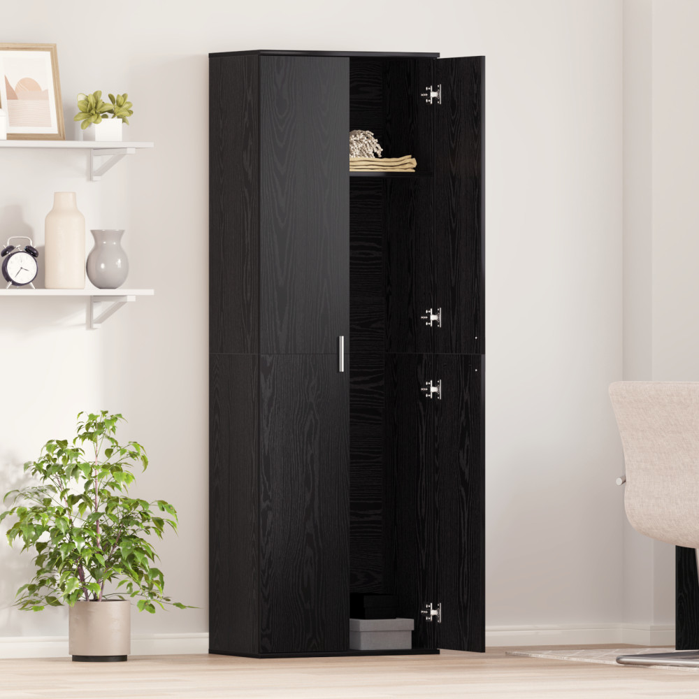 Produktbild för Highboard Svart ek 60 x 35 x 180 cm Konstruerat trä