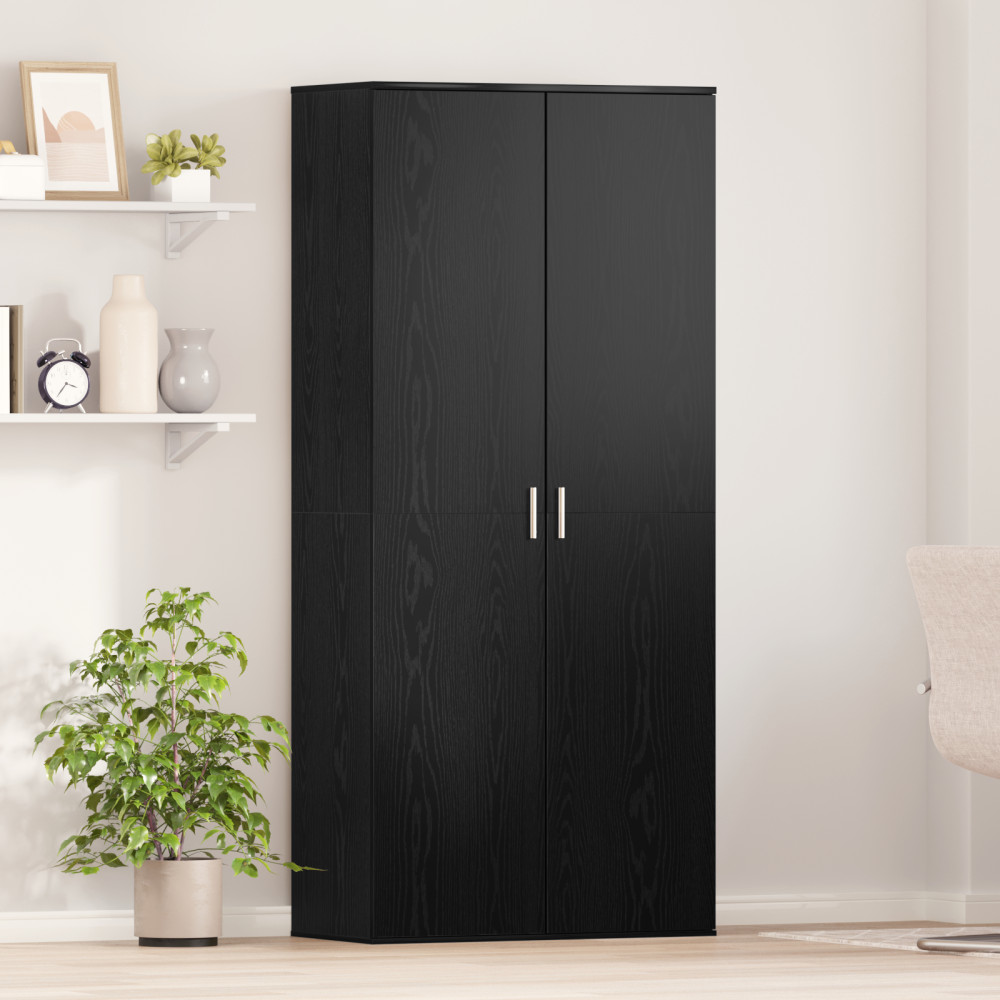 Produktbild för Högskåp med hylla Svart ek 80 x 39 x 178 cm Konstruerat trä