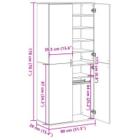 Produktbild för Högskåp med hylla Svart ek 80 x 39 x 178 cm Konstruerat trä