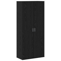 Produktbild för Högskåp med hylla Svart ek 80 x 39 x 178 cm Konstruerat trä