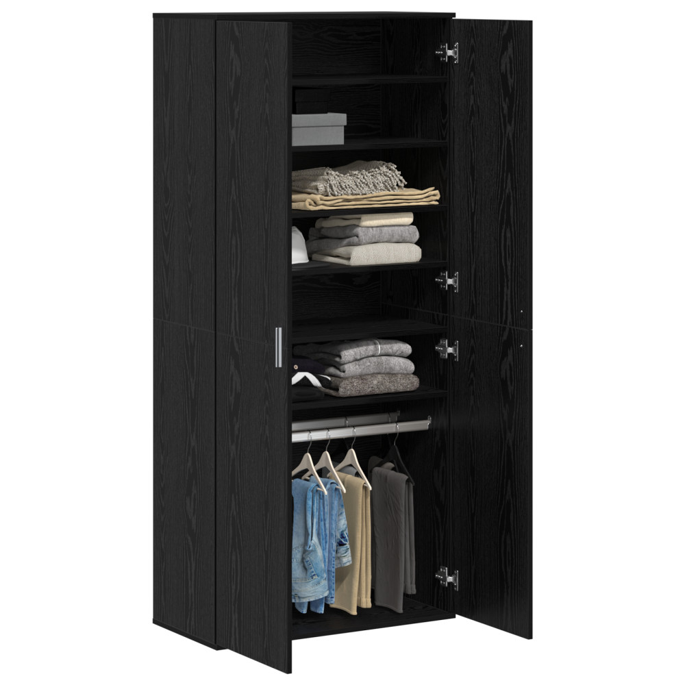 Produktbild för Högskåp med hylla Svart ek 80 x 39 x 178 cm Konstruerat trä