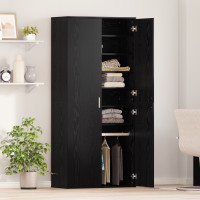 Produktbild för Högskåp med hylla Svart ek 80 x 39 x 178 cm Konstruerat trä