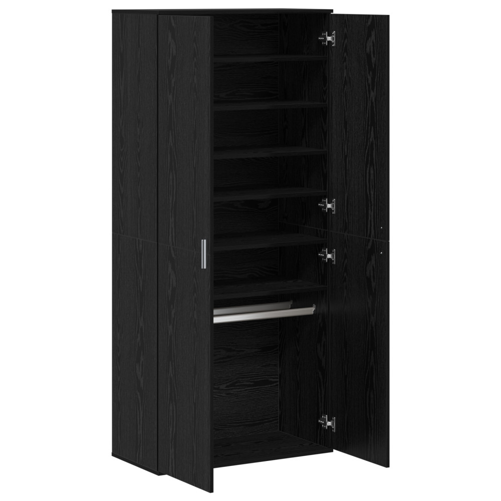 Produktbild för Högskåp med hylla Svart ek 80 x 39 x 178 cm Konstruerat trä