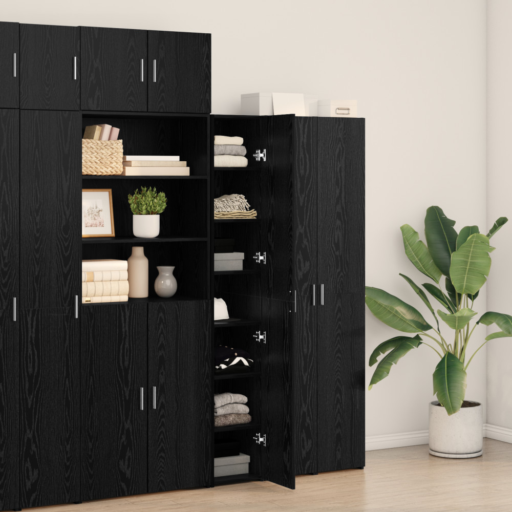 Produktbild för Skåp 2 pcs Svart Ek 30 x 42,5 x 185 cm