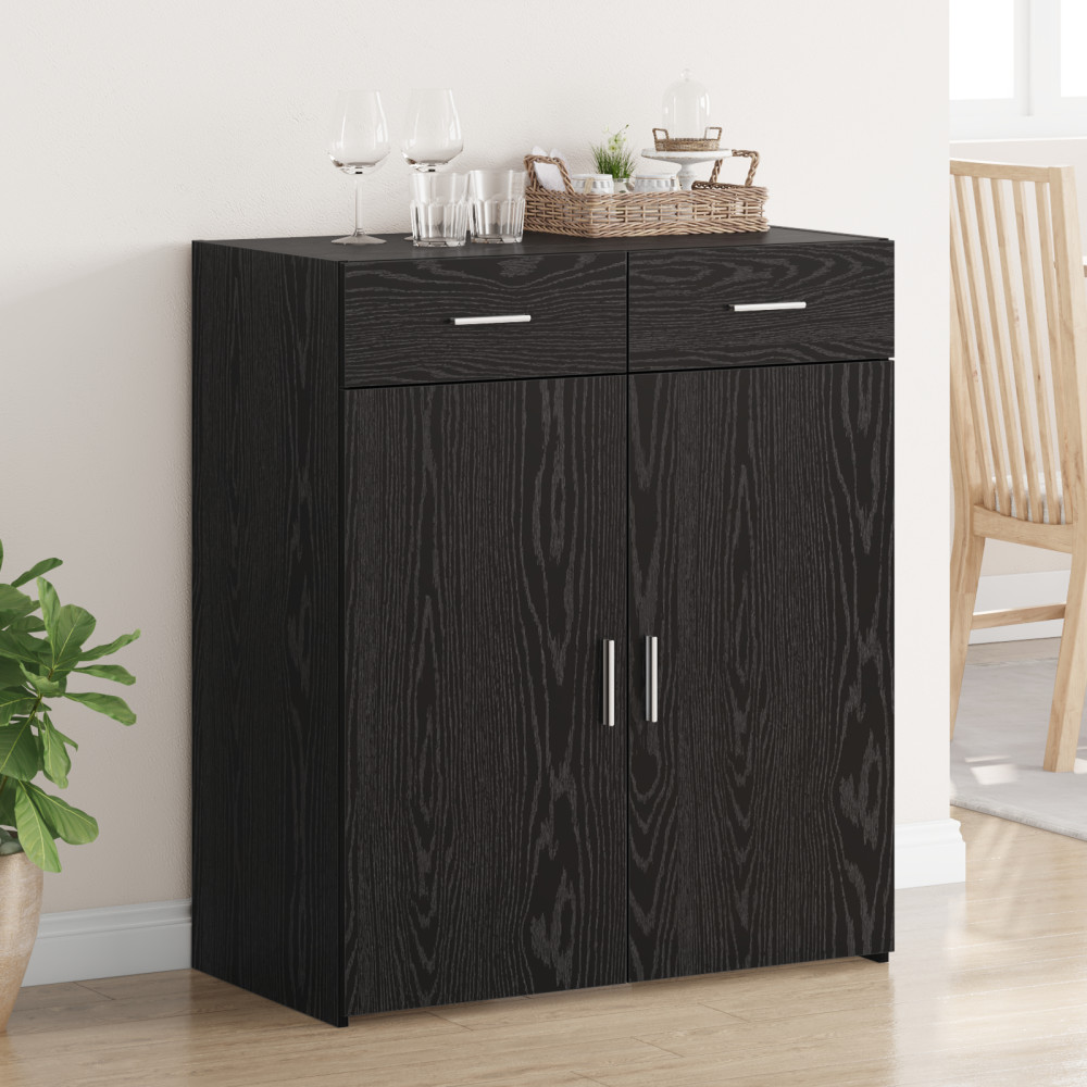 Produktbild för Förvaringsskåp Svart ek 80 x 42.5 x 93.5 cm Konstruerat trä